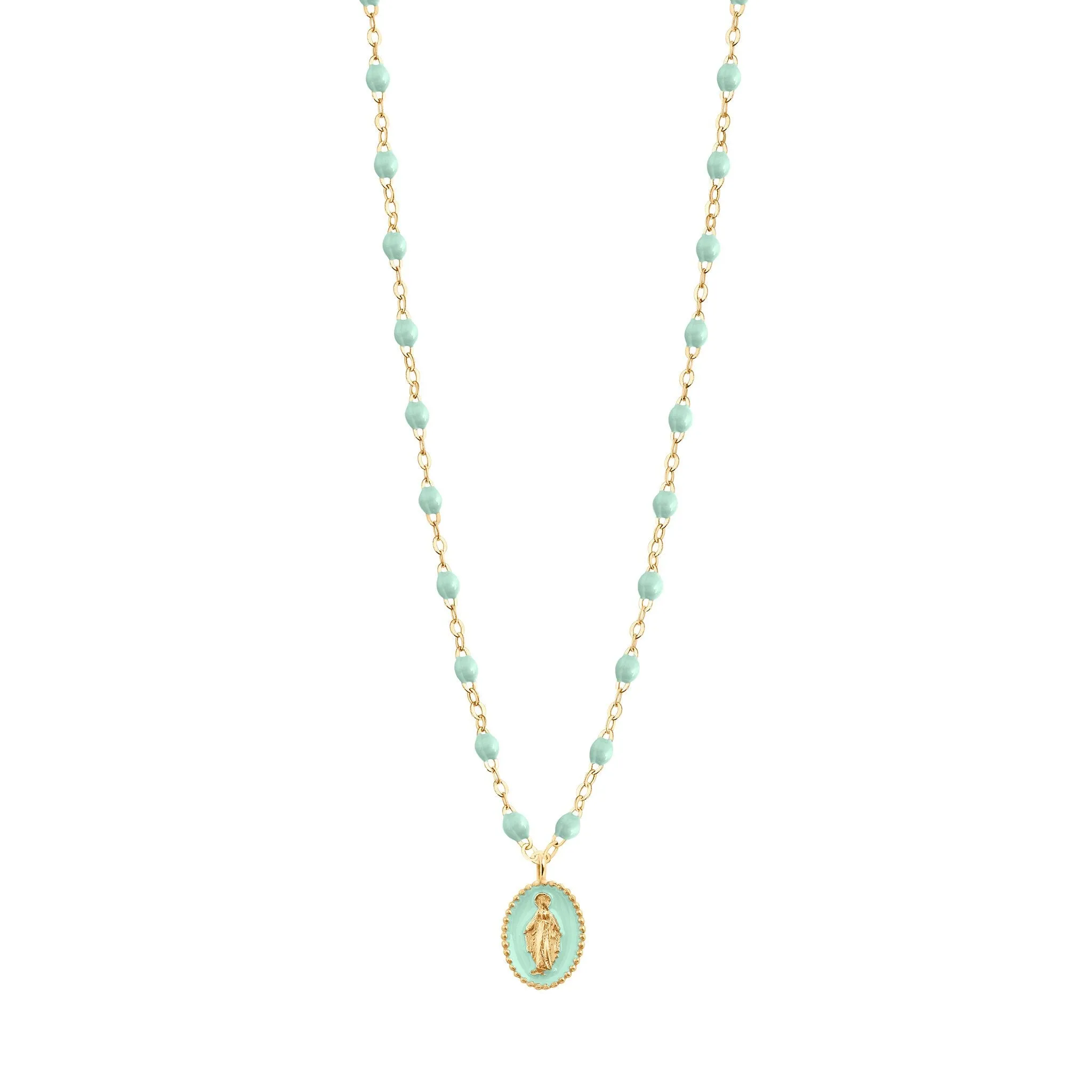 Madone resin charm Classic Gigi Jade necklace, Yellow Gold, 16.5"