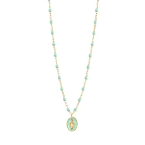 Madone resin charm Classic Gigi Jade necklace, Yellow Gold, 16.5"