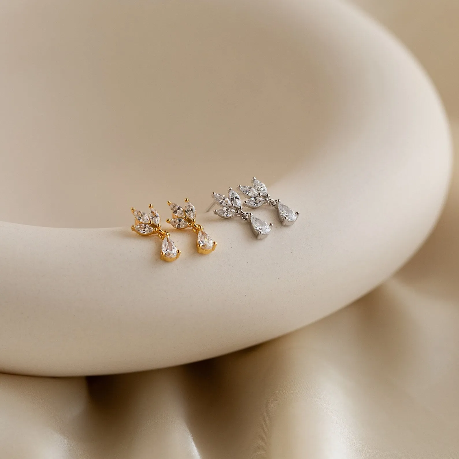 Marquise Diamond Drop Studs