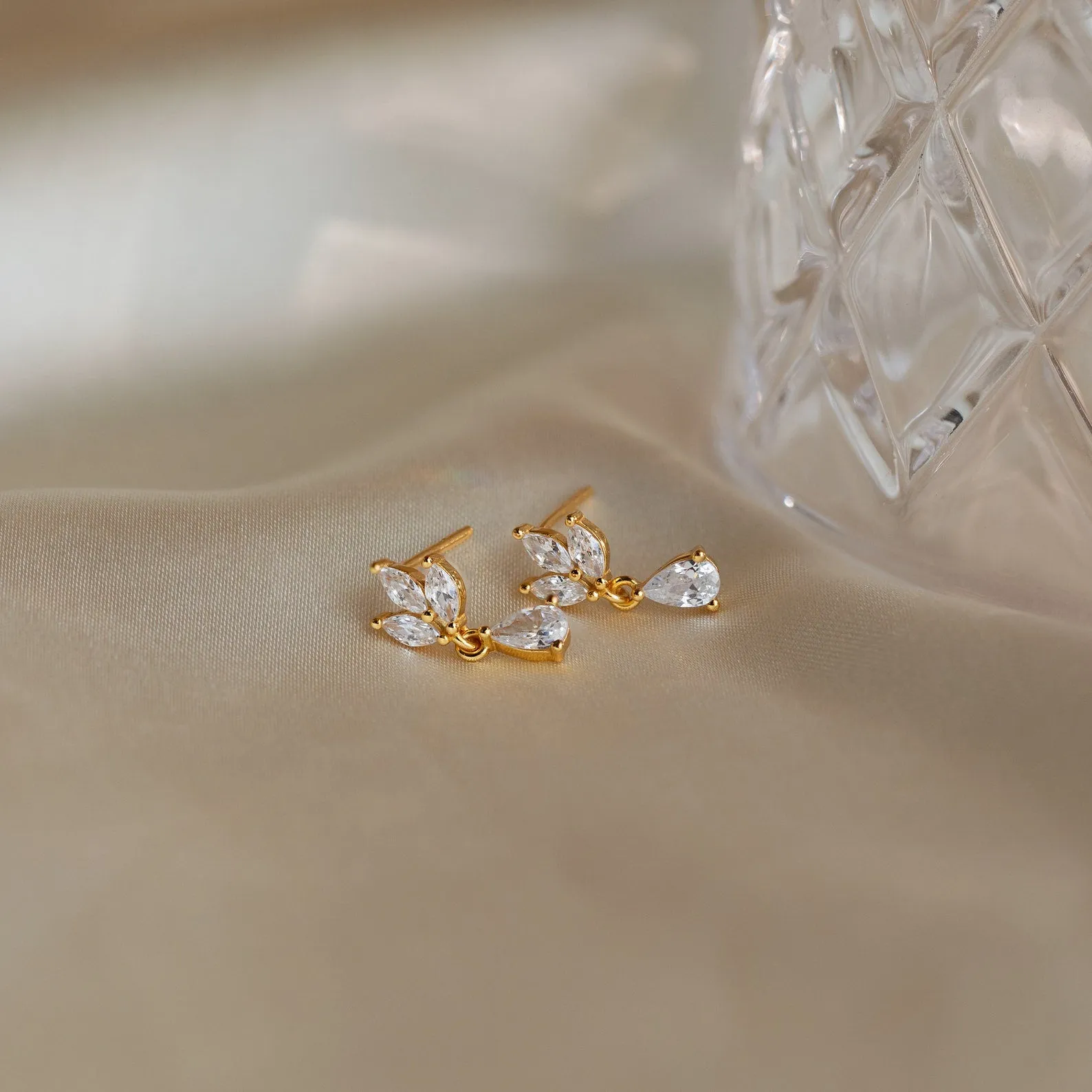 Marquise Diamond Drop Studs