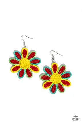 Paparazzi Decorated Daisies - Red Multi Earrings