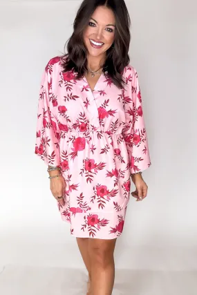 Pink Kimono Floral Dress