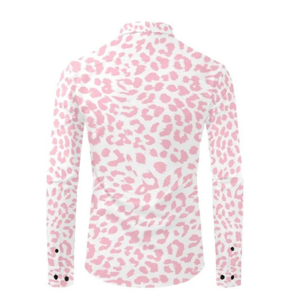 Pink Leopard Casual Dress Shirt