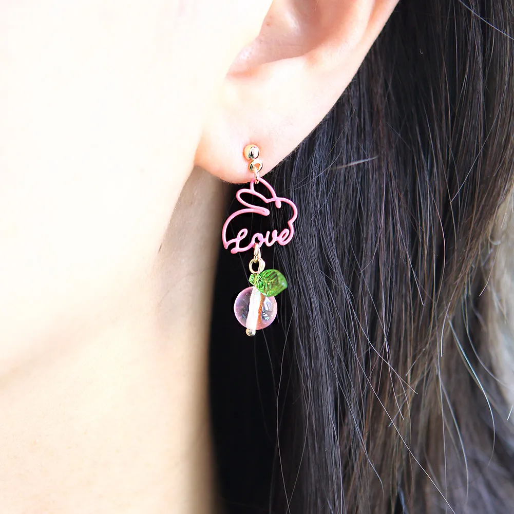 Rabbit and Flower Drop Earrings