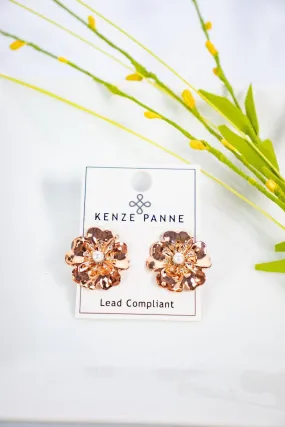 Rose Gold Flower Studs