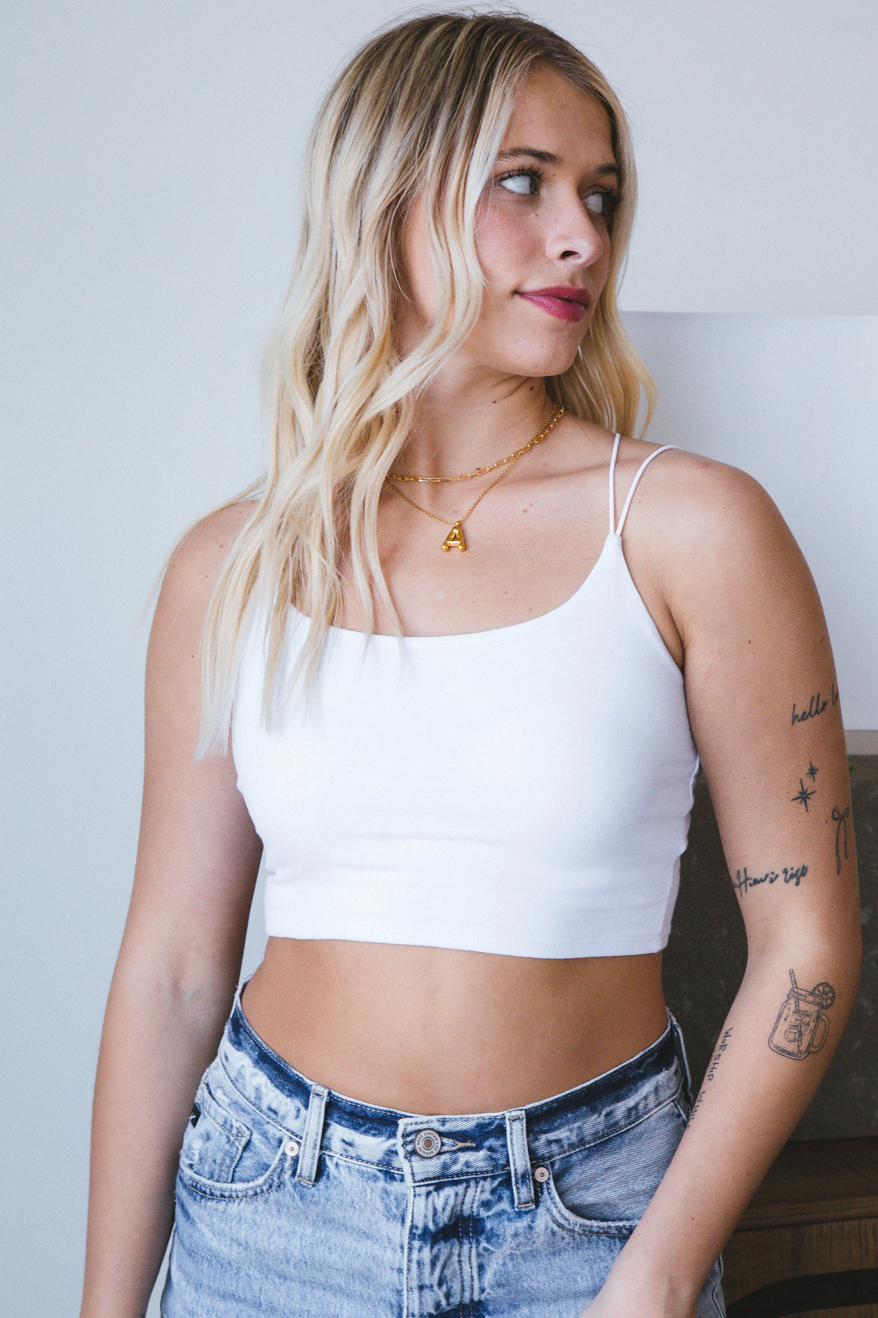 Sarah Cami Crop Top, White