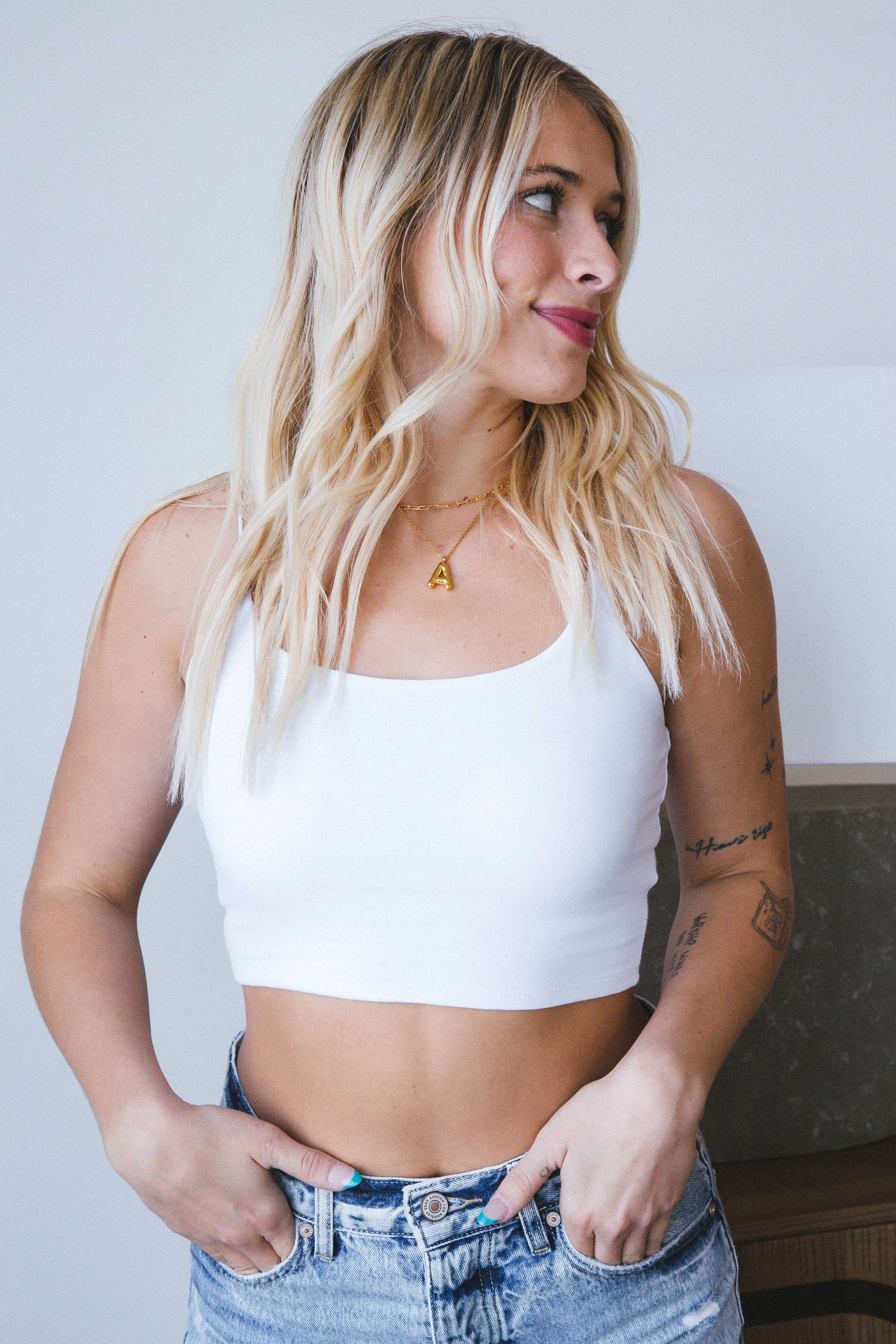 Sarah Cami Crop Top, White