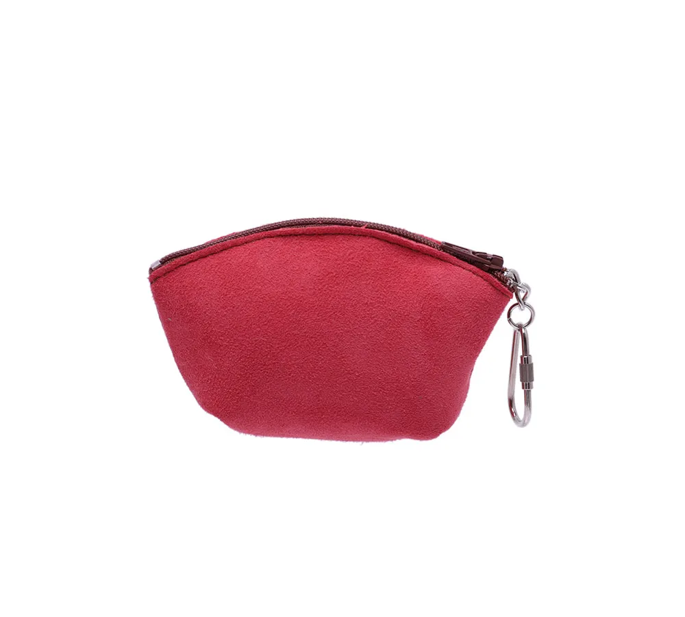 Sheepskin Wool Coin Zip Purse With Key Ring