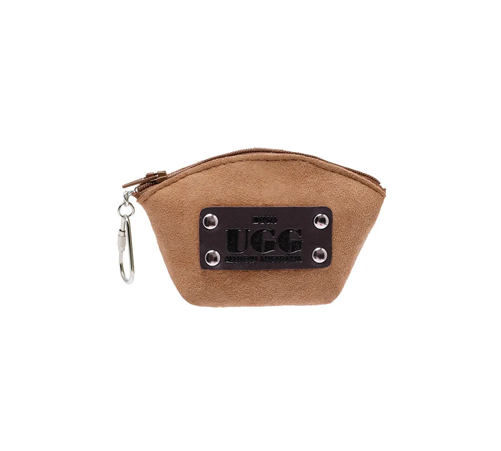 Sheepskin Wool Coin Zip Purse With Key Ring