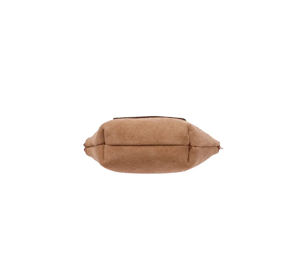 Sheepskin Wool Coin Zip Purse With Key Ring