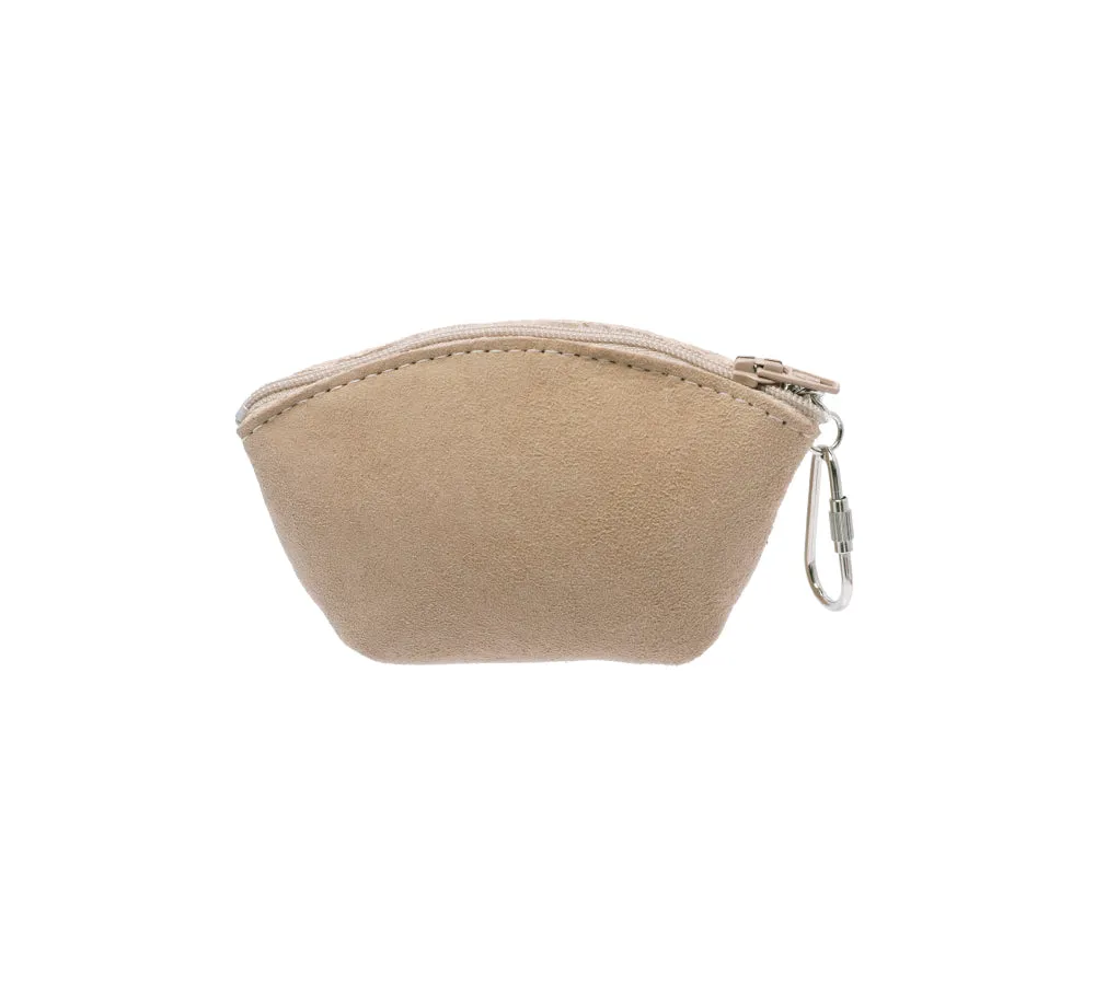 Sheepskin Wool Coin Zip Purse With Key Ring