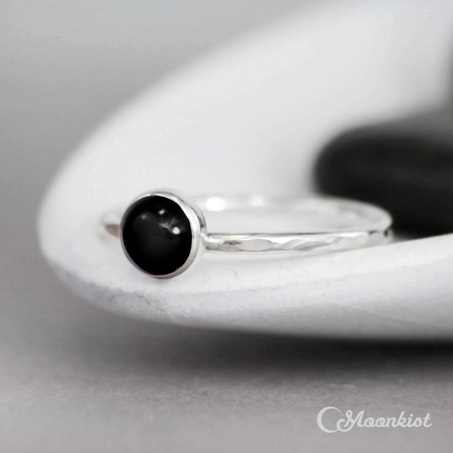 Simple Black Onyx Gemstone Stacking Ring | Moonkist Designs