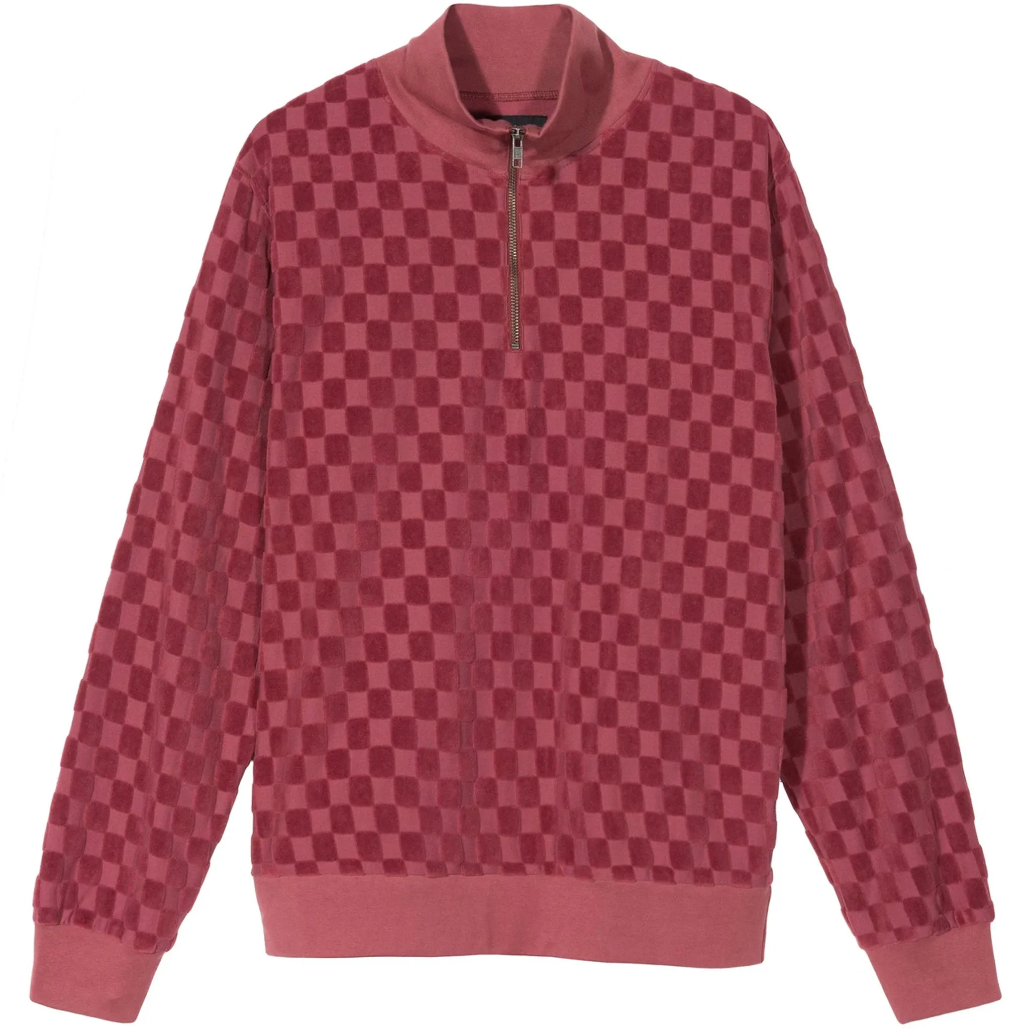 Stussy Check Zip Mock (Maroon)