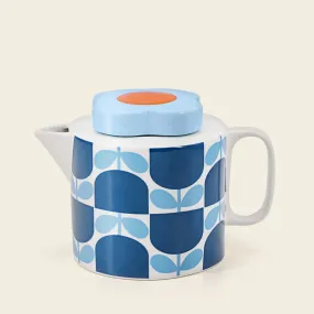 Teapot - Block Flower Navy