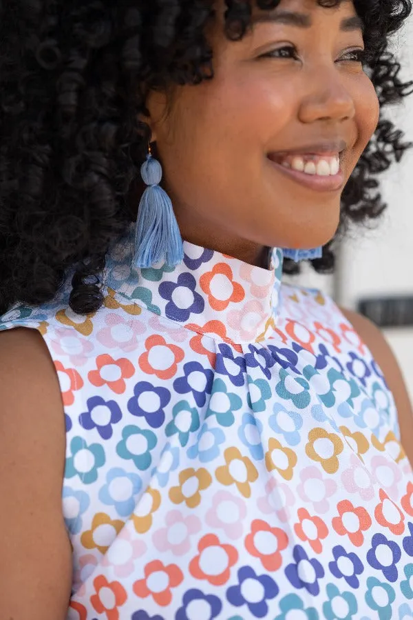 The Charlotte Top in Rainbow Flowers