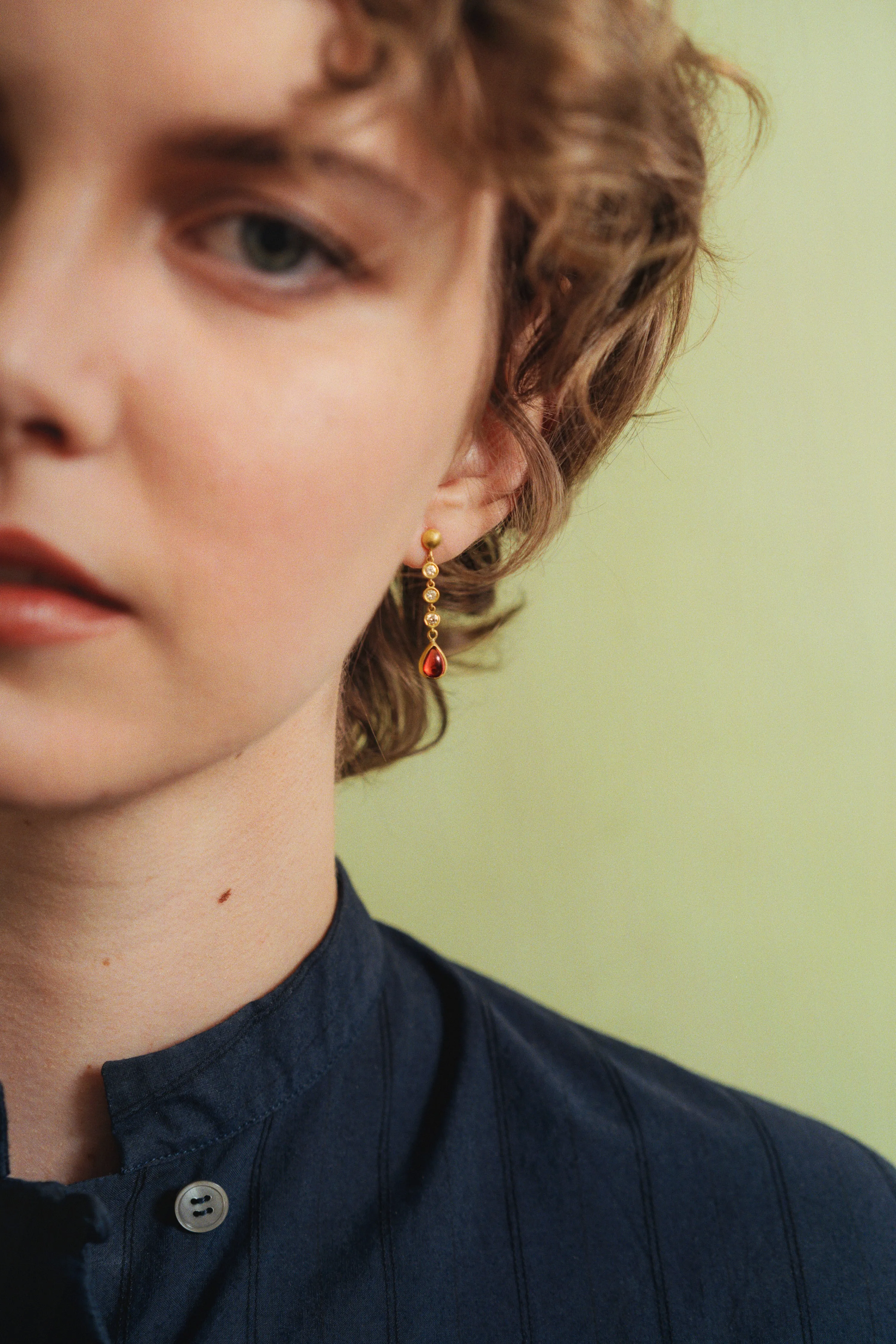 Three Diamond and Garnet Chime Earrings