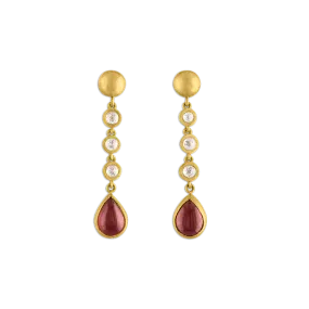 Three Diamond and Garnet Chime Earrings