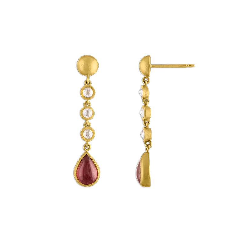 Three Diamond and Garnet Chime Earrings