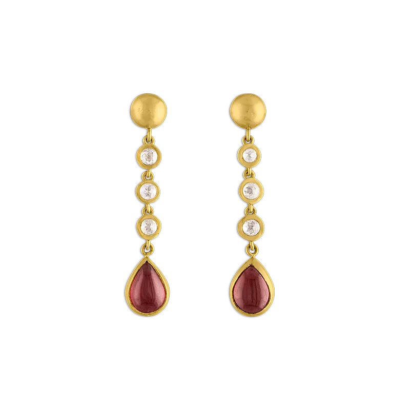 Three Diamond and Garnet Chime Earrings