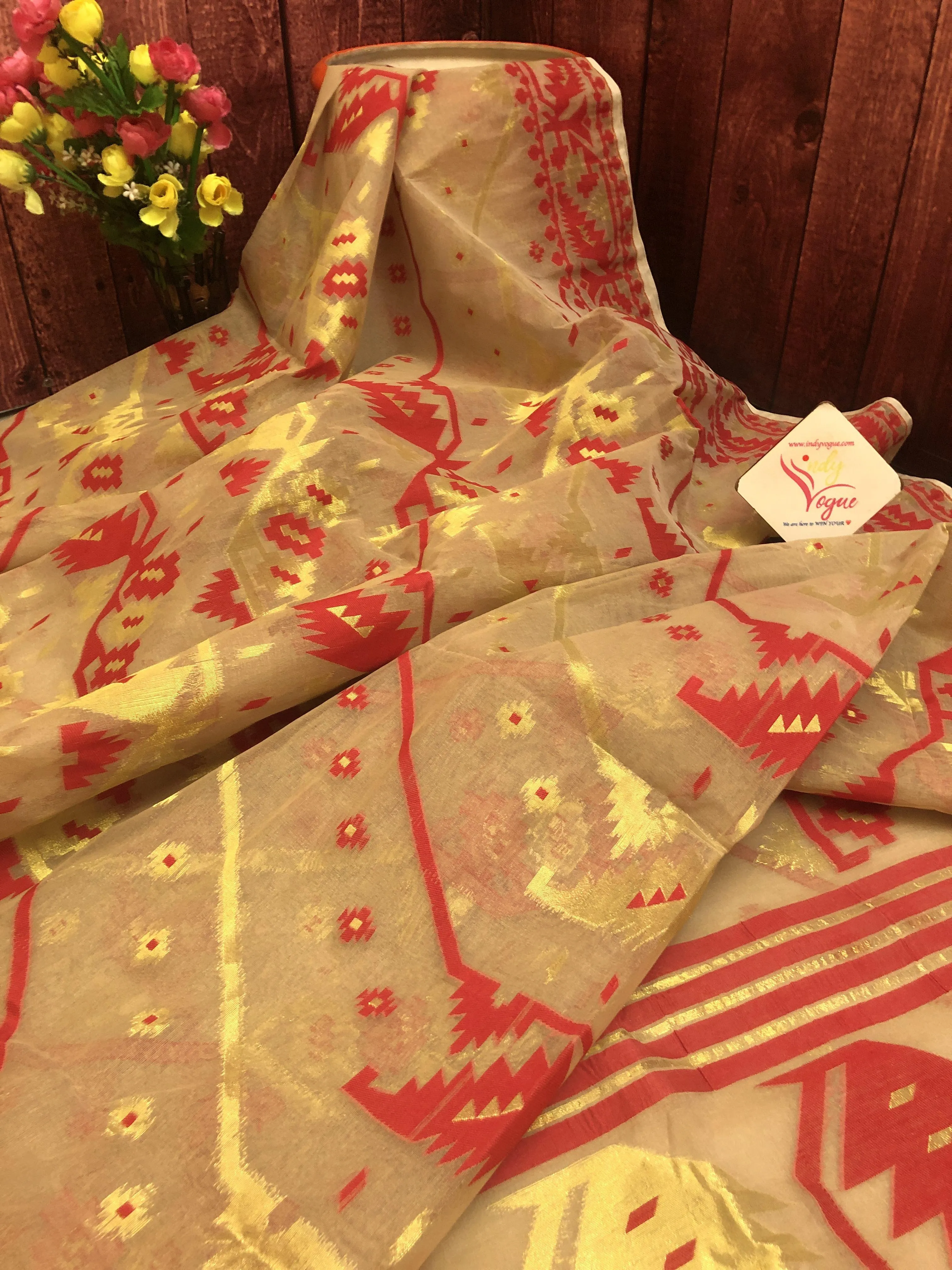 Tussar Color Jamdani Saree