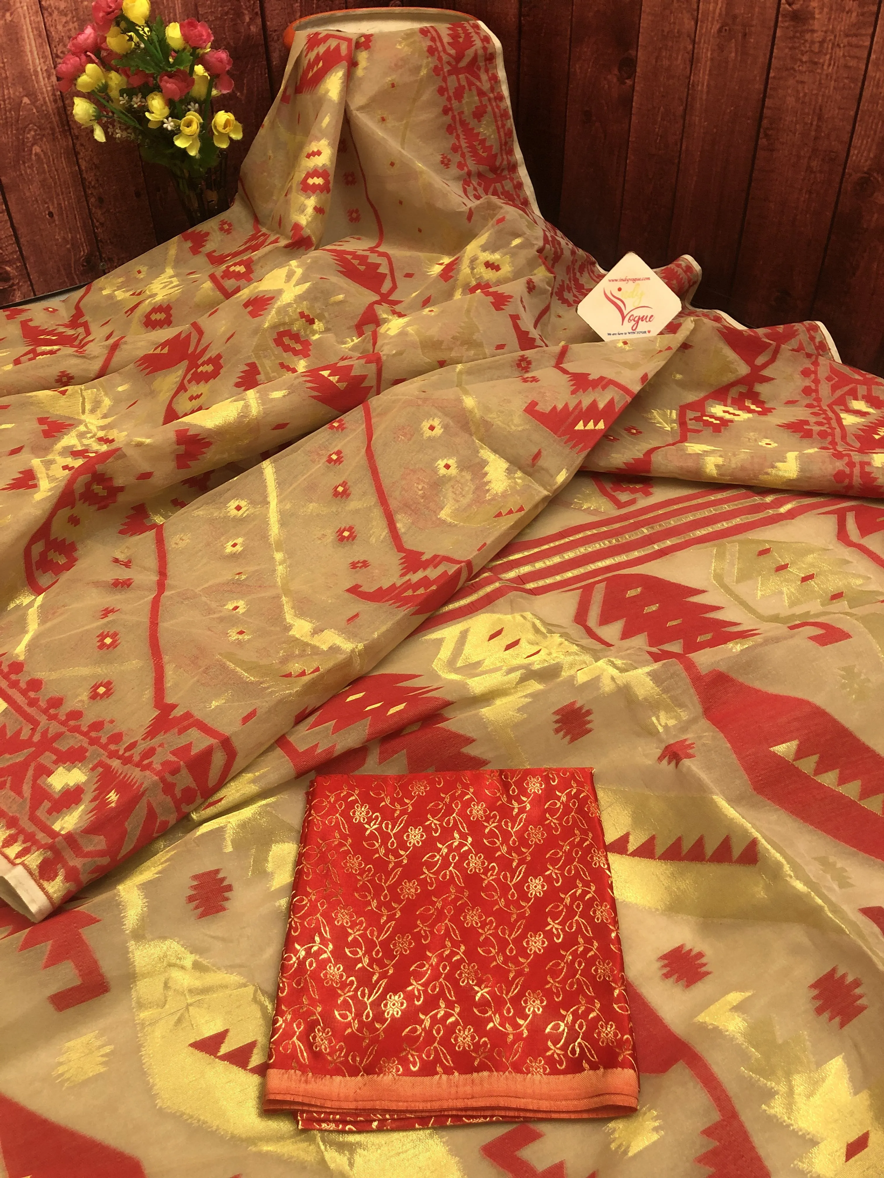 Tussar Color Jamdani Saree