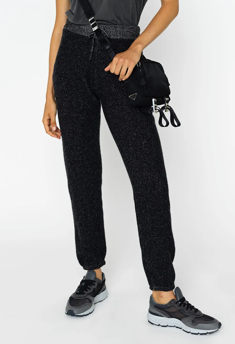 Two Tone Cashmere Sweatpants / Black X Grey