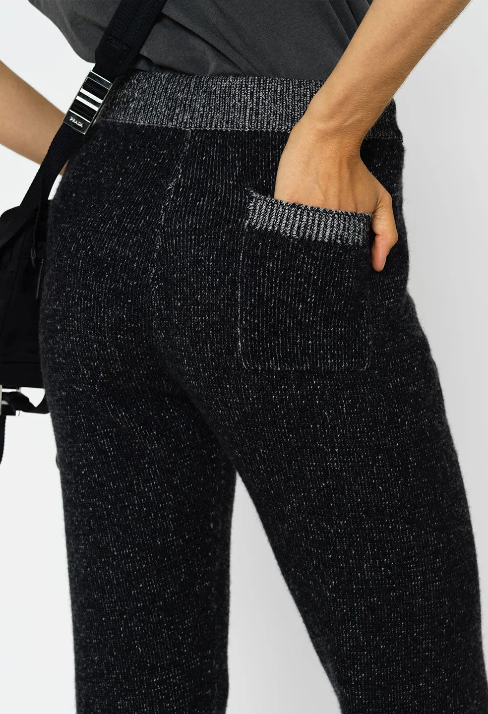 Two Tone Cashmere Sweatpants / Black X Grey