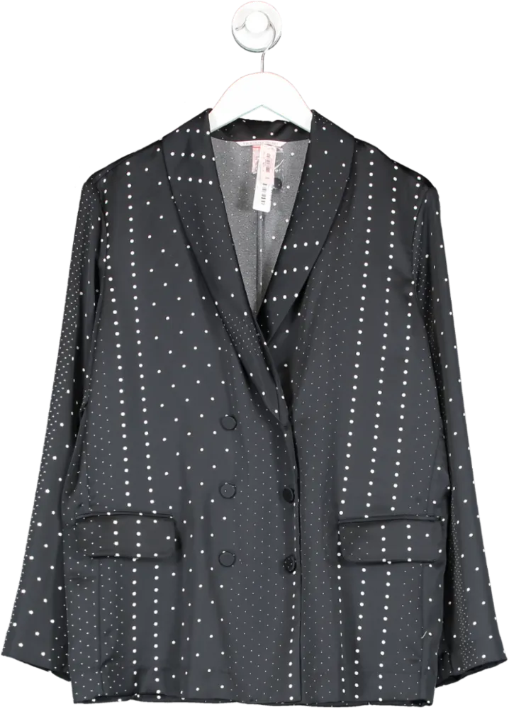 Victoria's Secret Black Satin Blazer With White Polka Dots UK M